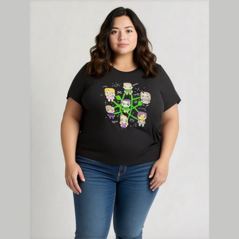Ripple Junction Womens Tee Size 2X‎ Big Bang Theory Black T-Shirt Top